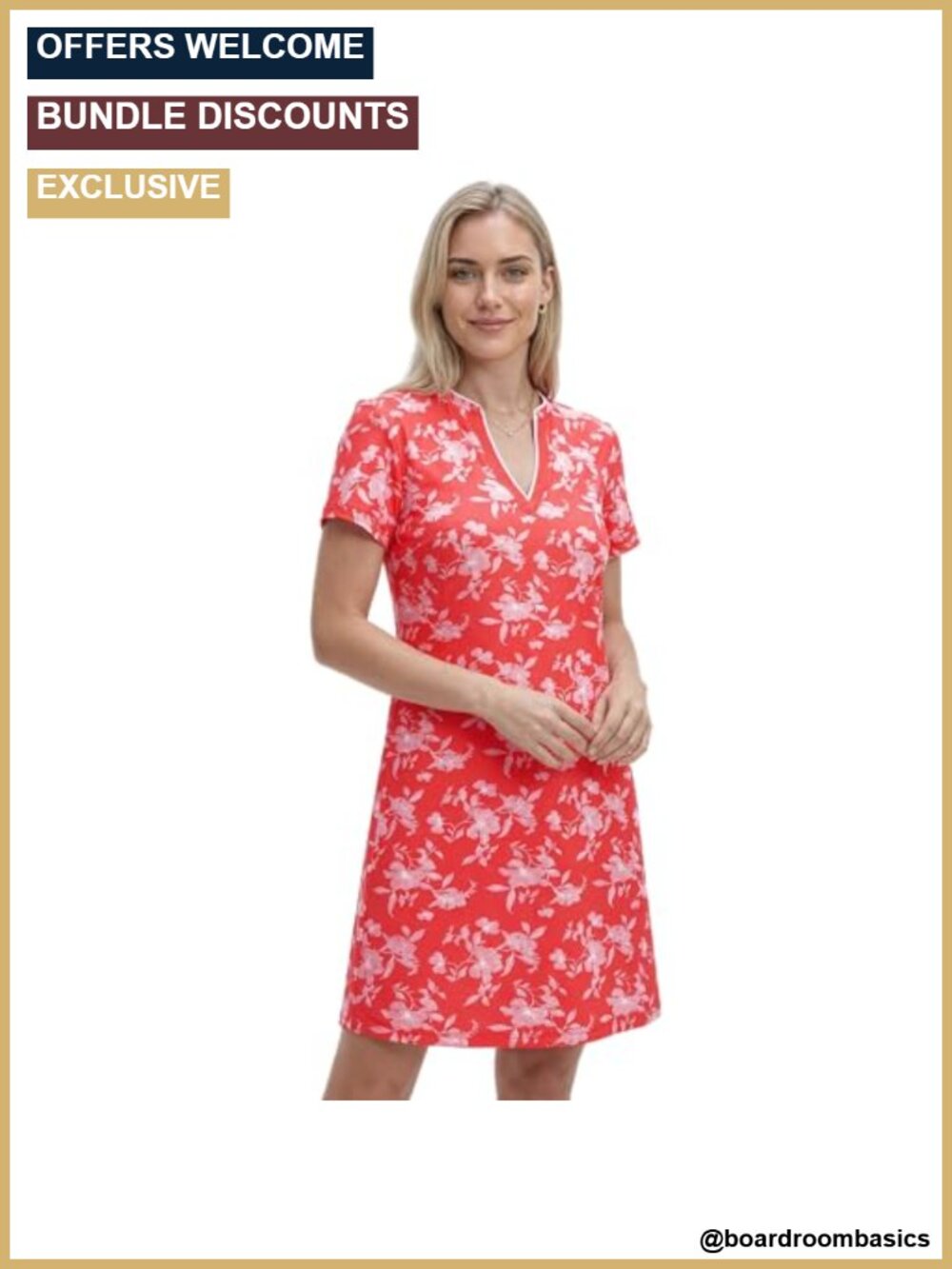 Women's V-Neck Short Sleeve Athletic Tennis Dress with Pockets Stretch Moisture